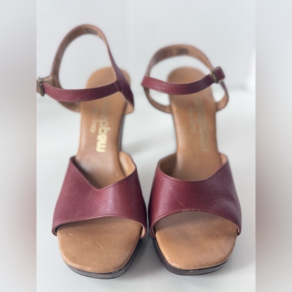 Vintage 70s California Magdesians Howe’s San Bernardino wooden Heel Sandals Shoe - Picture 3 of 12